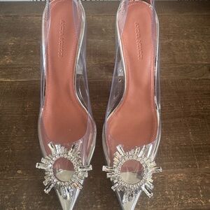 Amina Muaddi Begum Glass Heel. New In Box $1250 + tax    37.5